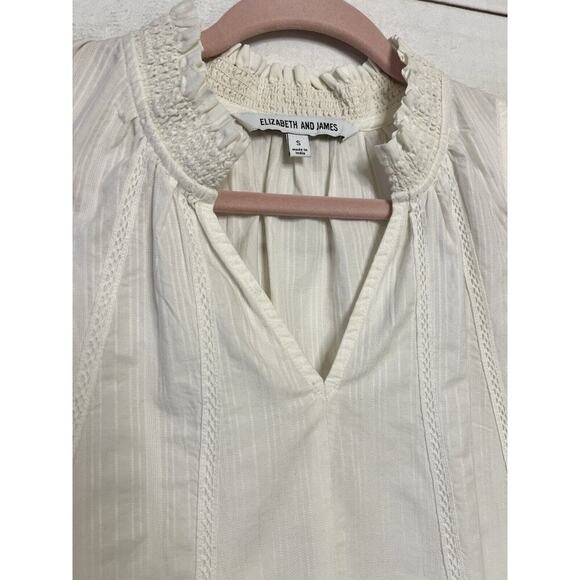 Elizabeth and James Beige 100% Cotton V Neck Sleeveless Top Sz. S - Picture 2 of 6